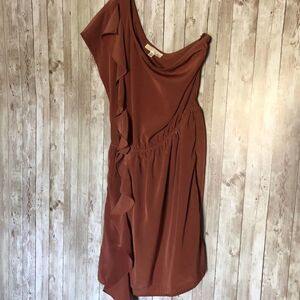 Lush One Shoulder Dress in Rust